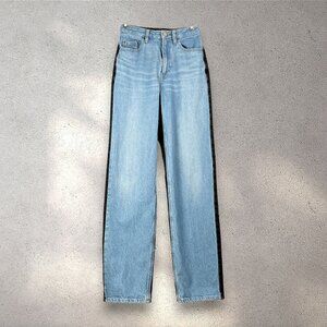 PacSun 90’s Boyfriend Jeans Women’s Size 24 Two-Tone Split Black Blue Denim Y2K